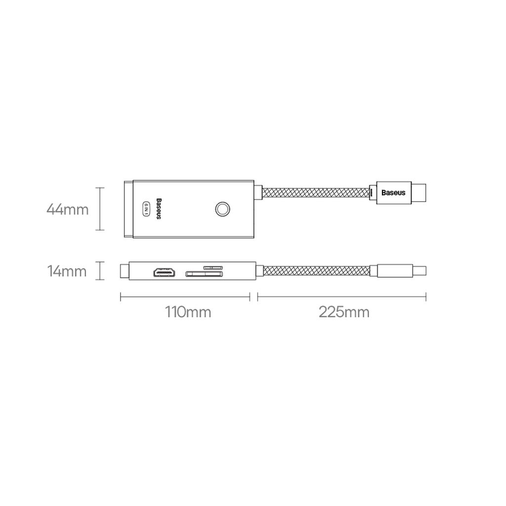 Baseus Lite Series multifunksjonell USB Type C HUB svart