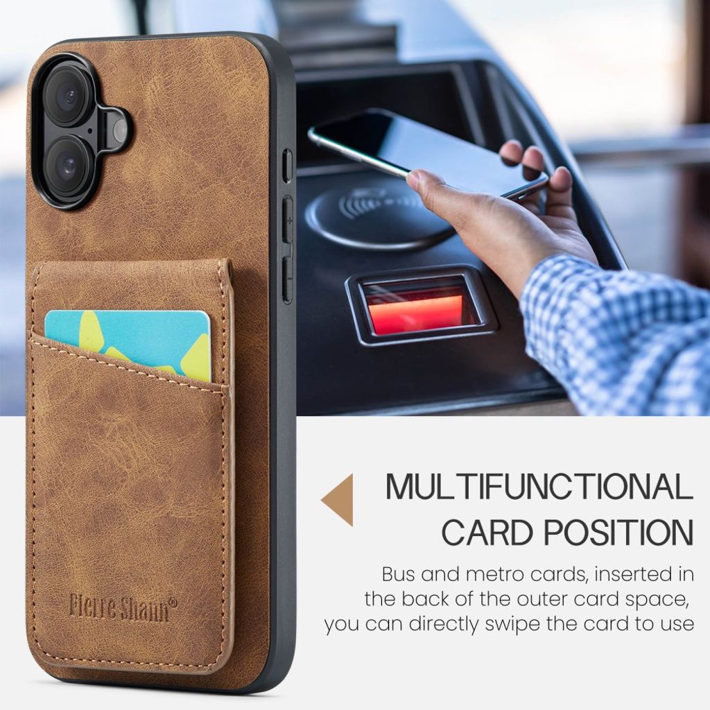 FIERRE SHANN iPhone 16 Case with Stand - Brown