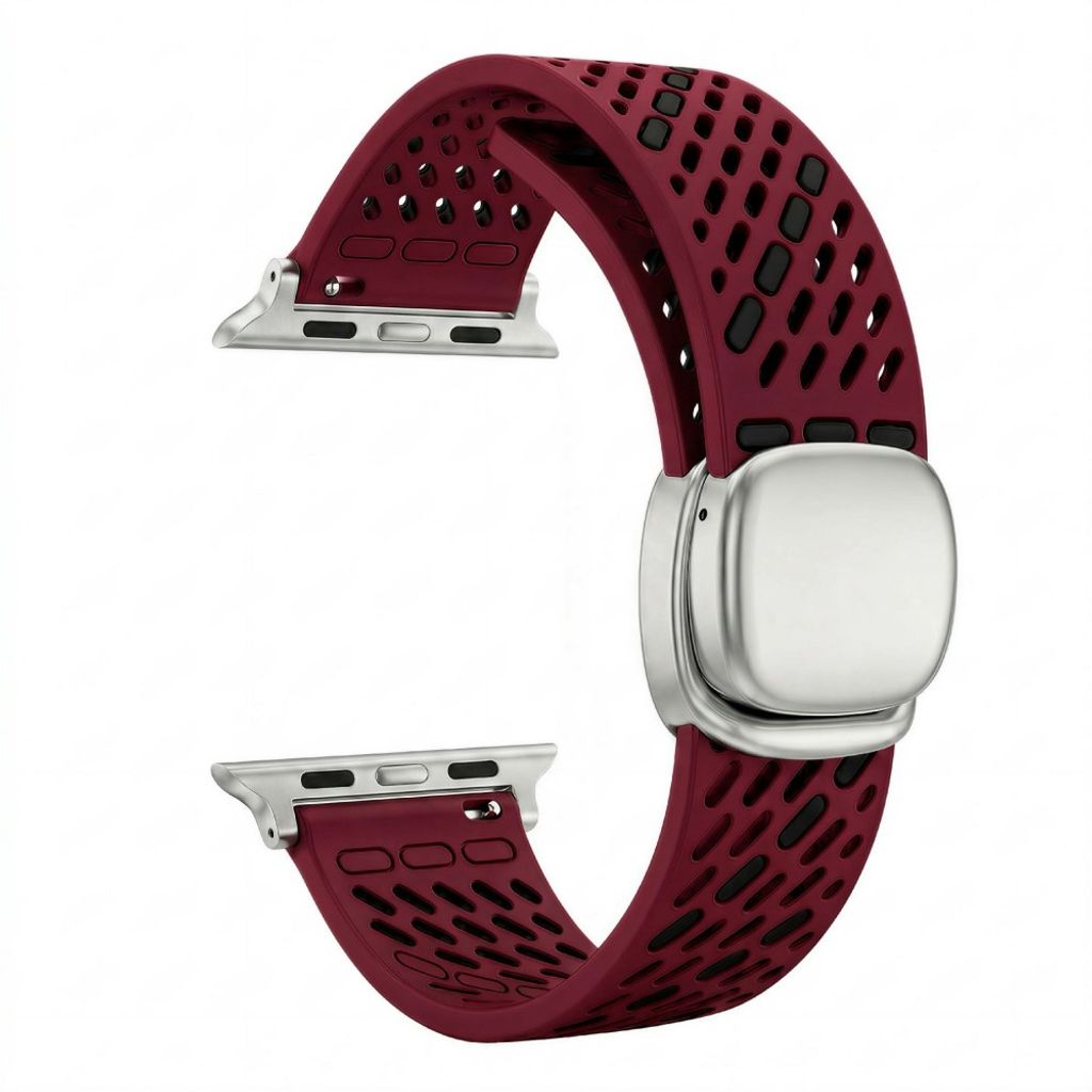 Apple Watch 42 / 41/ 40 / 38mm Klockarmband i Silikon - Vinröd/Svart