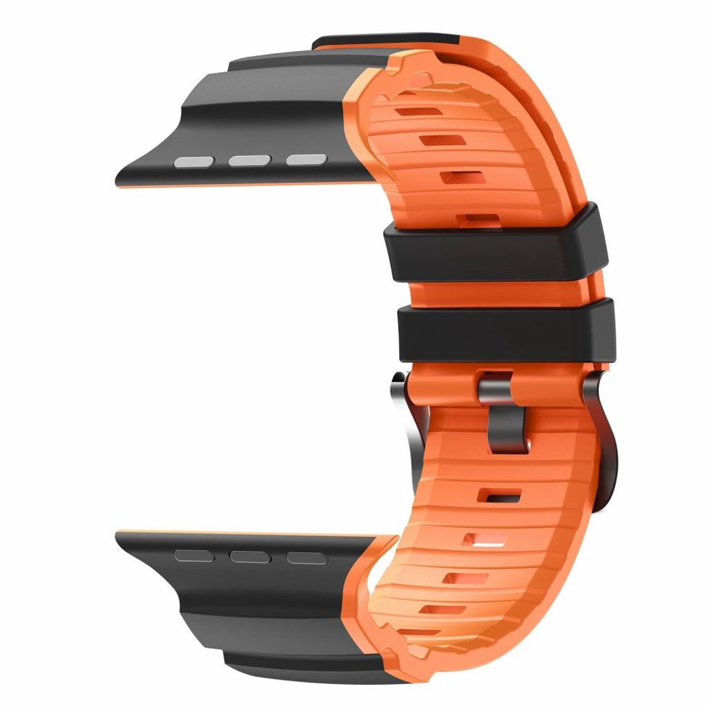 Apple Watch 49/46/44/42mm Tvåfärgat Klockarmband Silikon - Svart/Orange