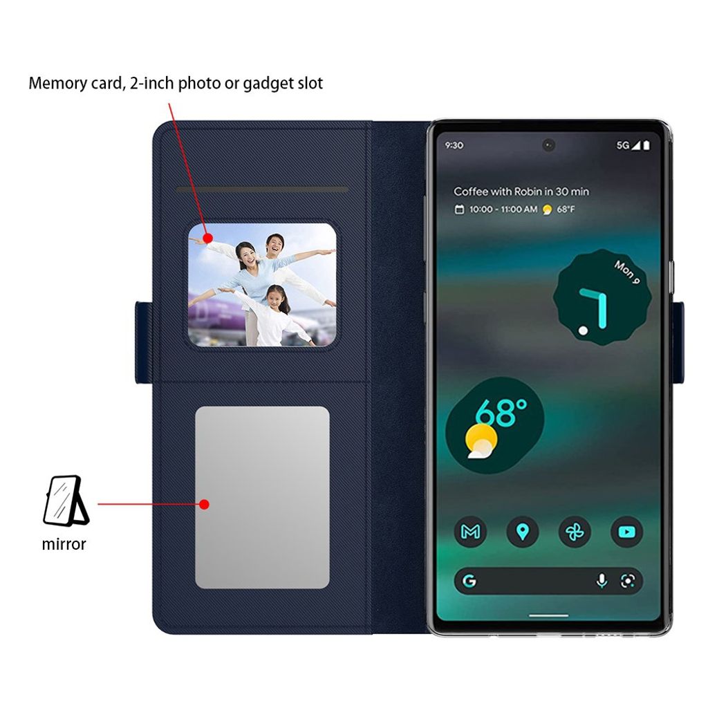 Google Pixel 11 Pro Plånboksfodral i PU-läder - Blå