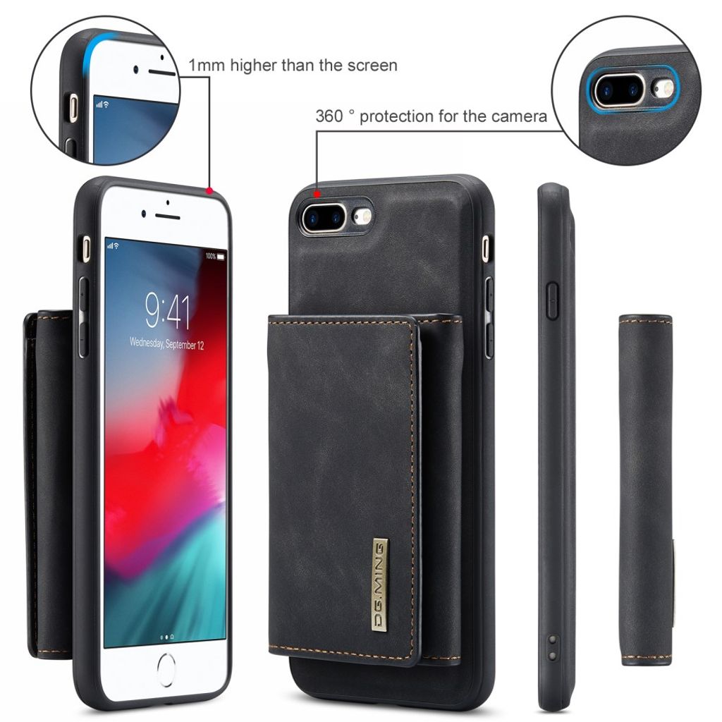DG.MING iPhone 7 Plus / 8 Plus Cover med Pung - Sort