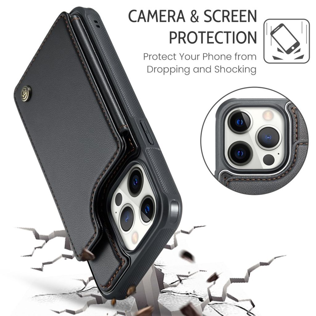 CASEME iPhone 12 Pro Max Cover med Pung - Sort