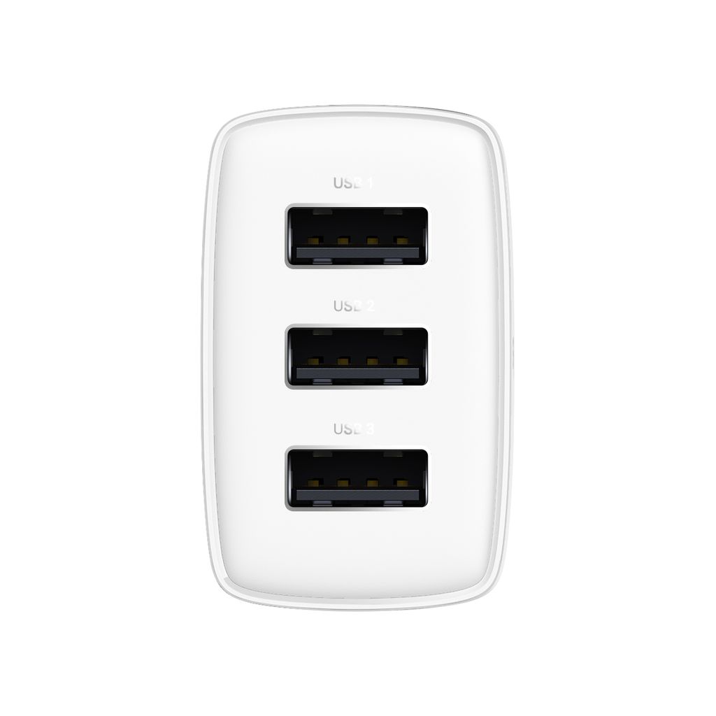 Baseus Compact charger 3x USB 17W vit