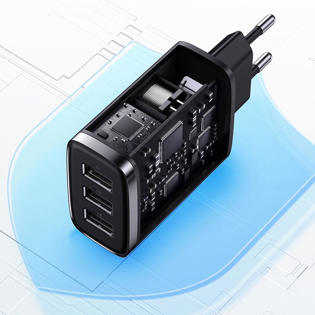 Baseus Compact charger 3x USB 17W vit
