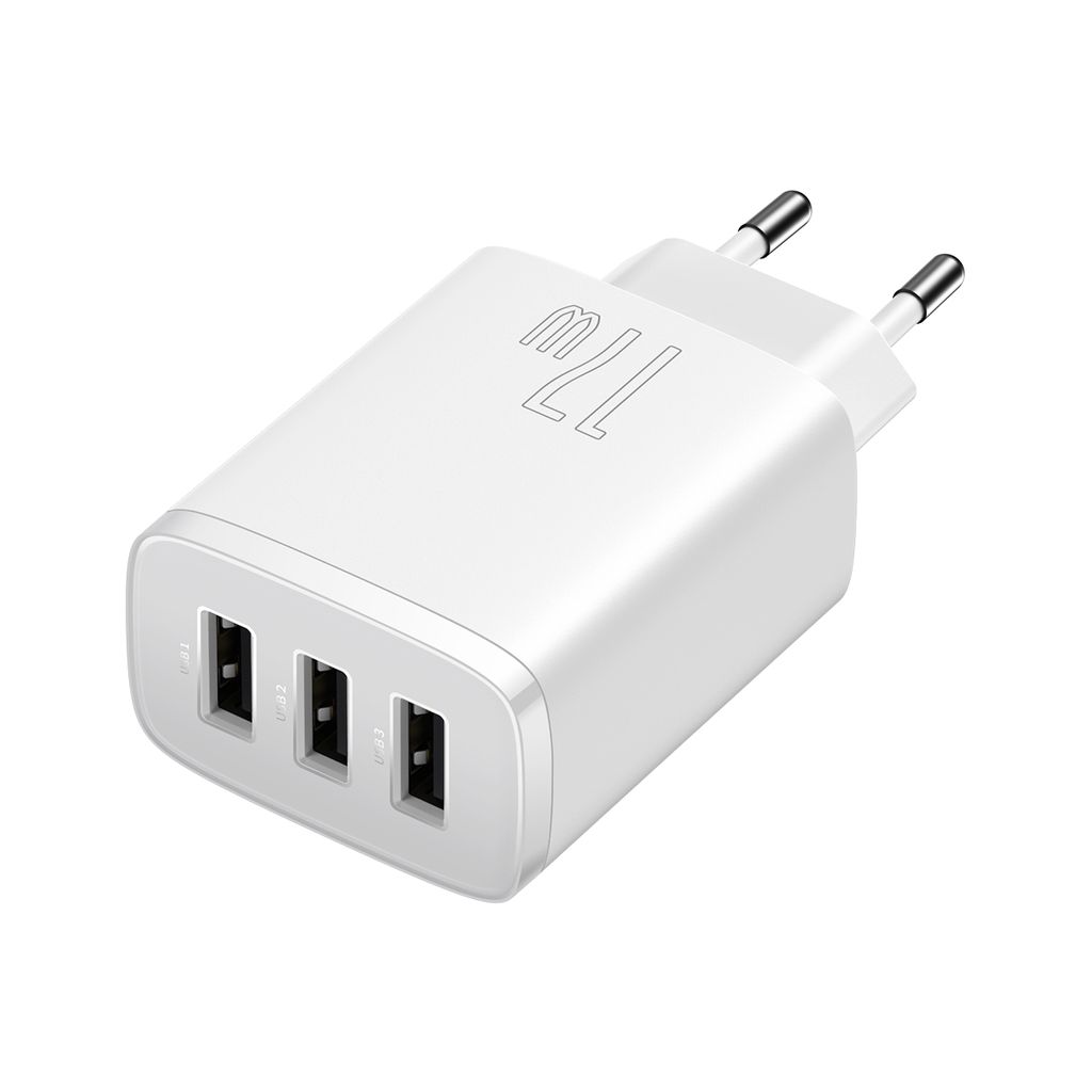 Baseus Compact charger 3x USB 17W vit