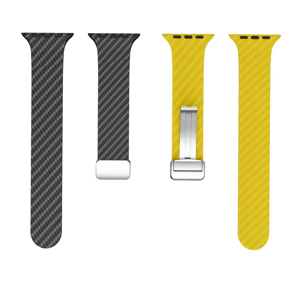 Apple Watch 42 / 41/ 40 / 38mm Klockarmband kolfibertextur - Svart/Gul