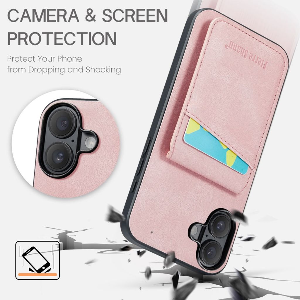 FIERRE SHANN iPhone 16 Skal med Stativ - Rosa