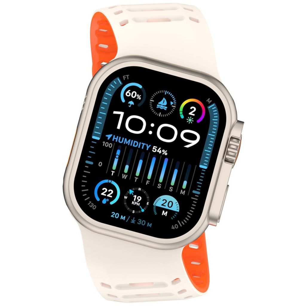 Apple Watch 49/46/44/42mm Klockarmband i Silikon Magnetisk - Vit/Orange