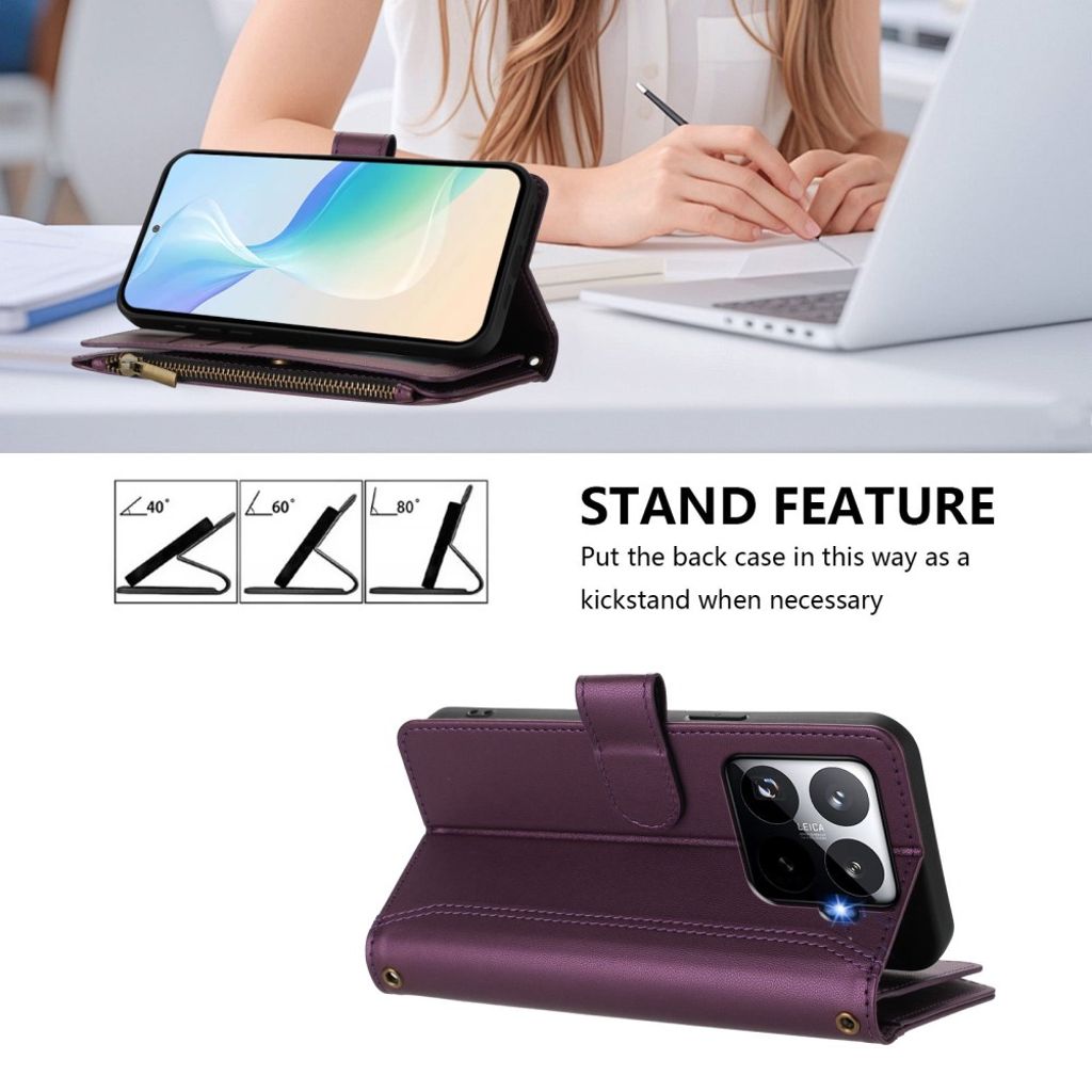 Xiaomi 15T Pro Kotelo 9 Korttipaikka - Violetti