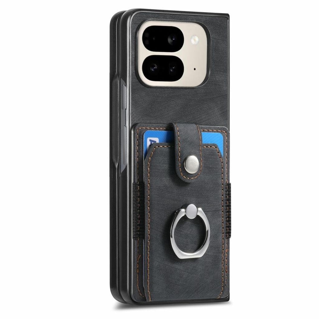 Google Pixel 9 Pro Fold 5G Cover med stativ og kortplads – Sort