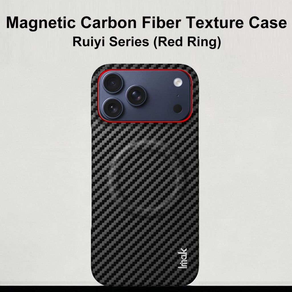 IMAK iPhone 18 Pro/17 Pro MagSafe Skal med kolfibertextur - Svart/Röd