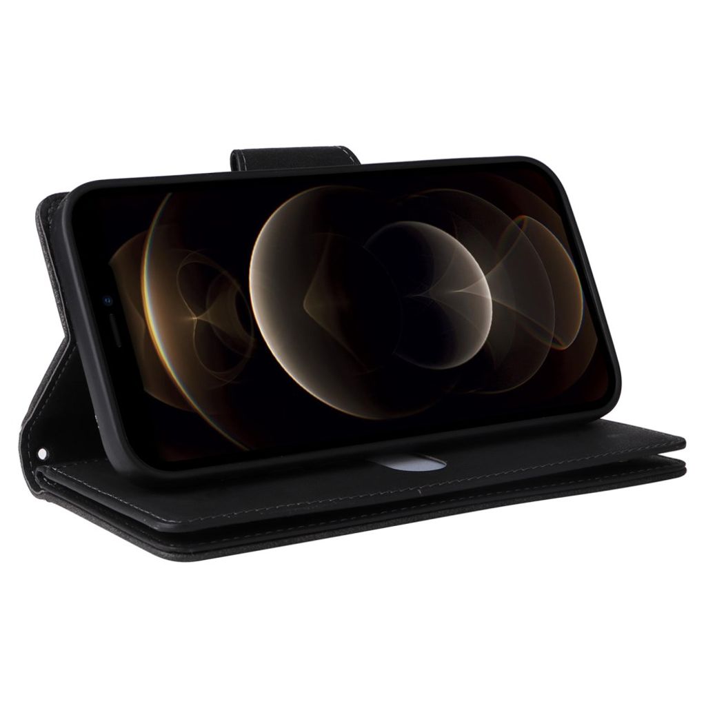 iPhone 12 Pro Max Kotelo Jalusta - Musta