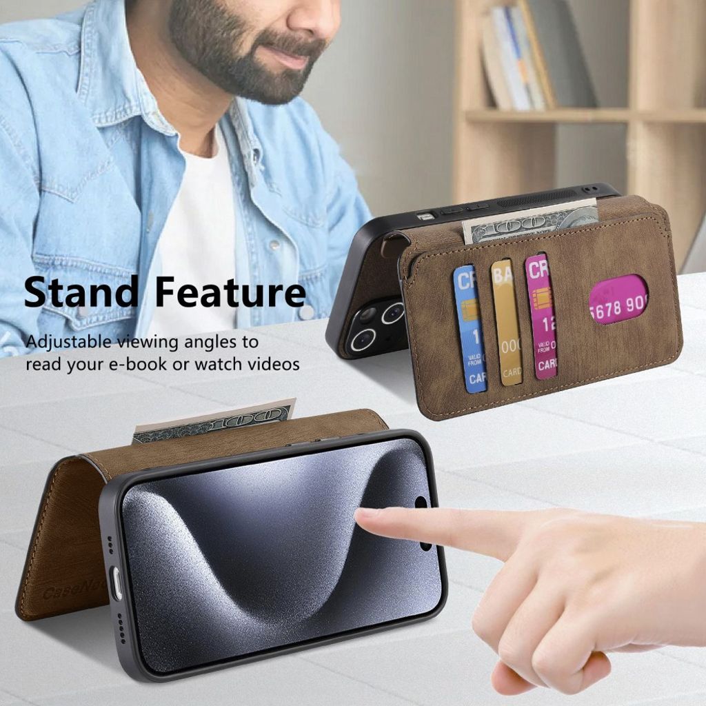 CASENEO iPhone 13 Pro Max Lompakkokotelo Irrotettava lompakko - Ruskea