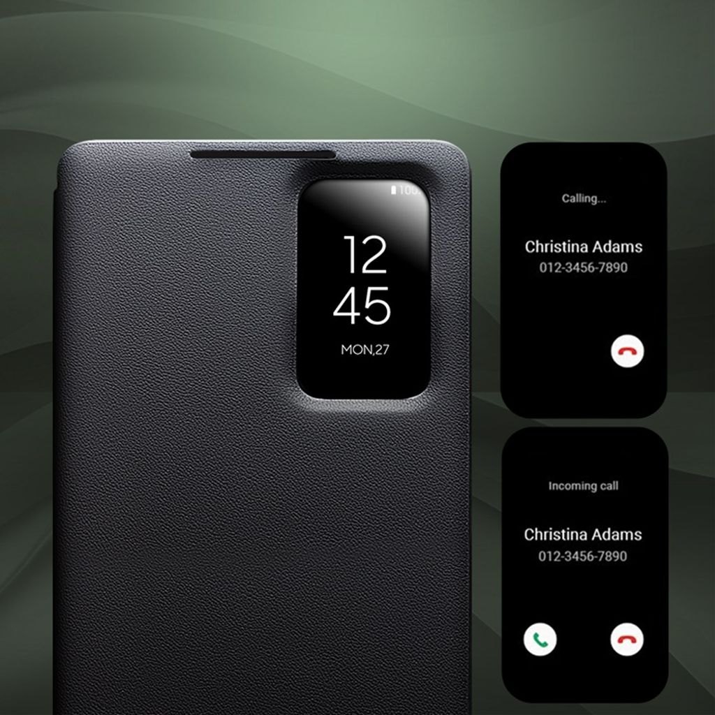 QIALINO Samsung Galaxy S26 Ultra etui med visningsvindu i ekte skinn – svart