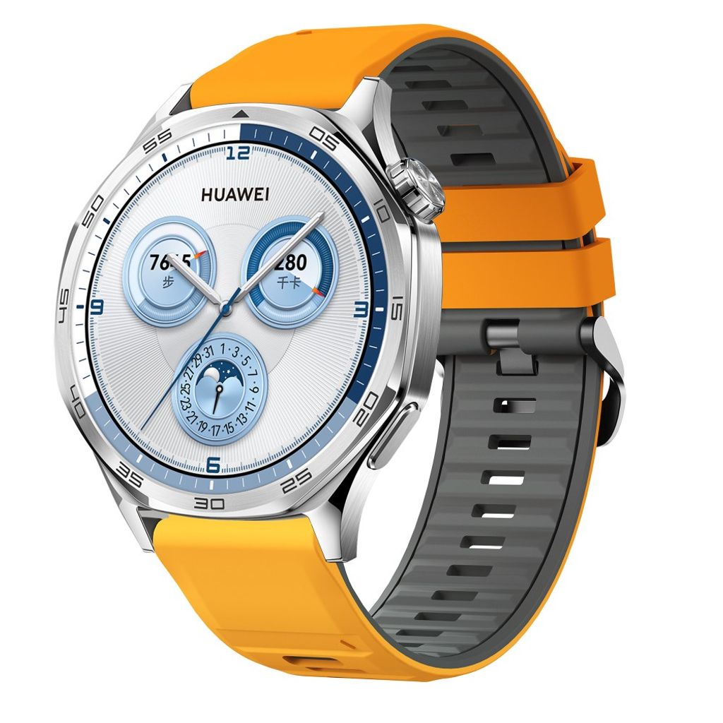 Huawei Watch GT5/GT5 Pro/Galaxy Watch3 jne. Silikoninen kellonranneke – Keltainen/Harmaa