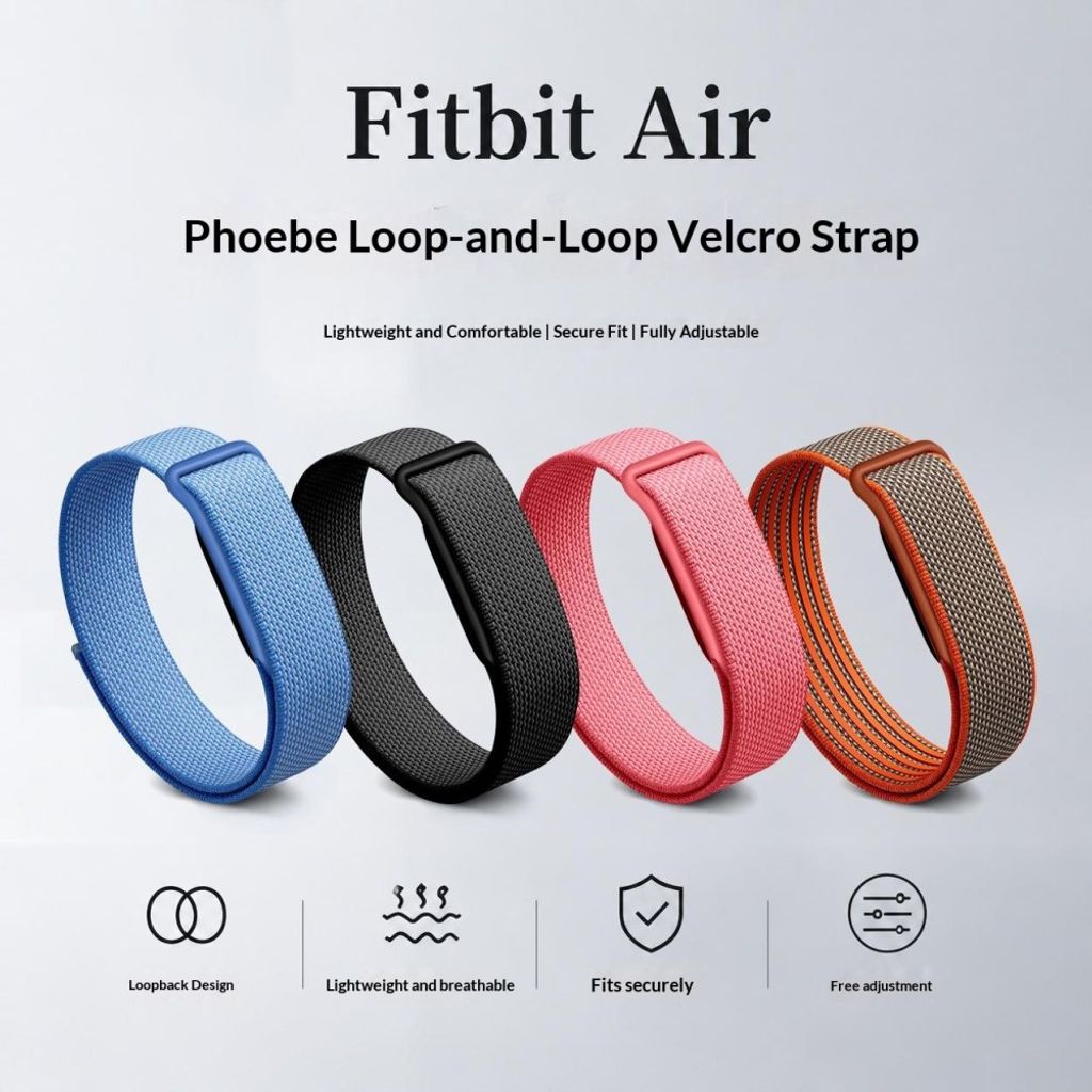 Google Fitbit Air -kellolle säädettävä nailonranneke – vaaleanharmaa