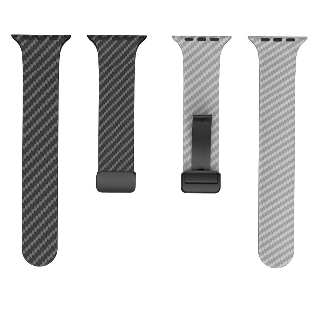 Apple Watch 49 / 46 / 44 / 42mm Klockarmband kolfibertextur - Svart/Grå