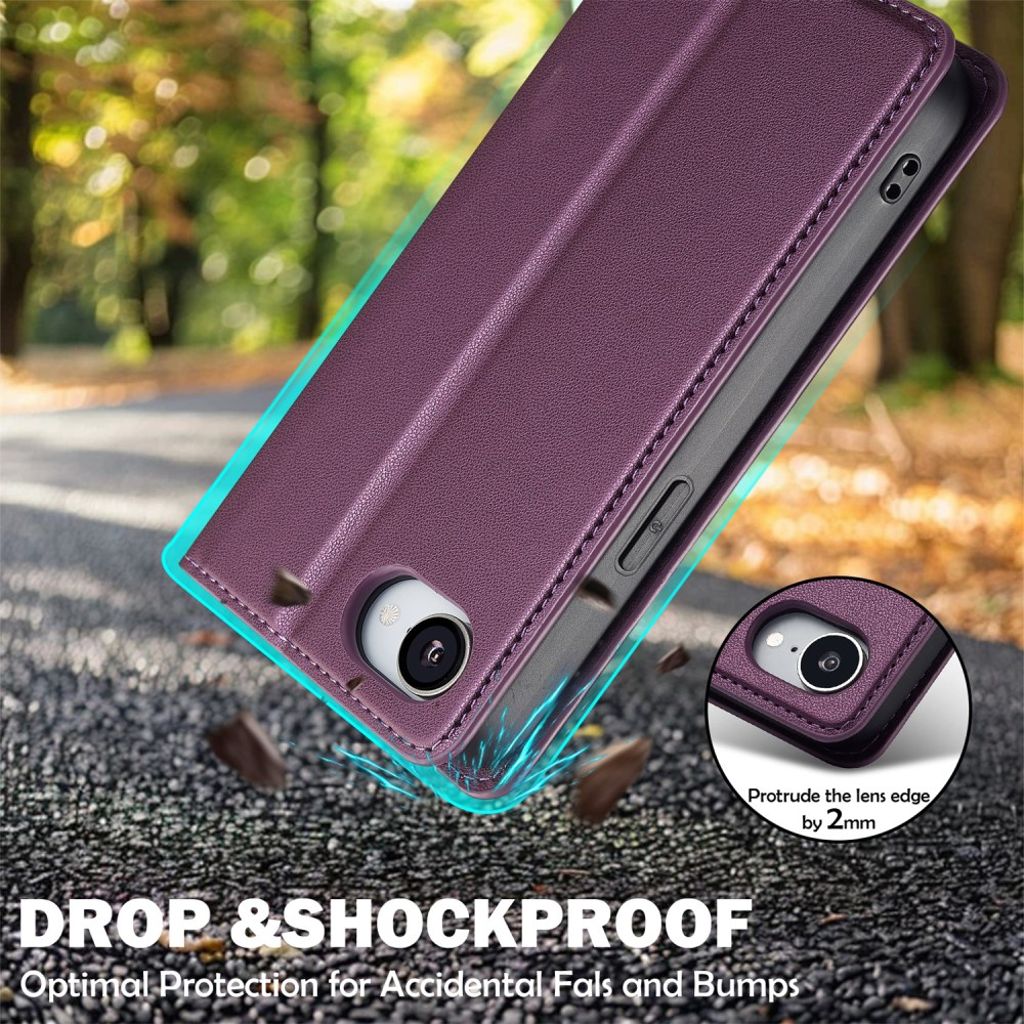 LC.IMEEKE Wallet Cover with Stand for iPhone 16e – Purple