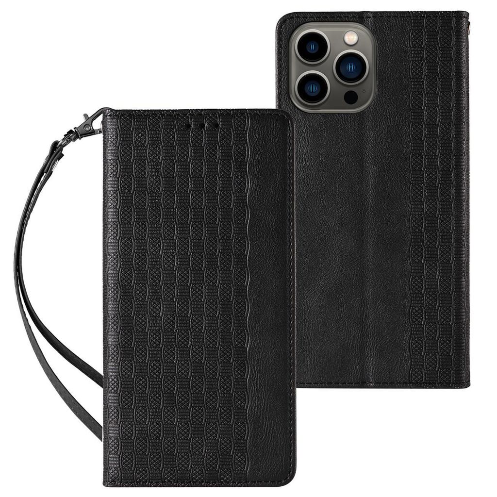 iPhone 12 Pro Max Lompakkokotelo, katselutuki & hihna - Musta