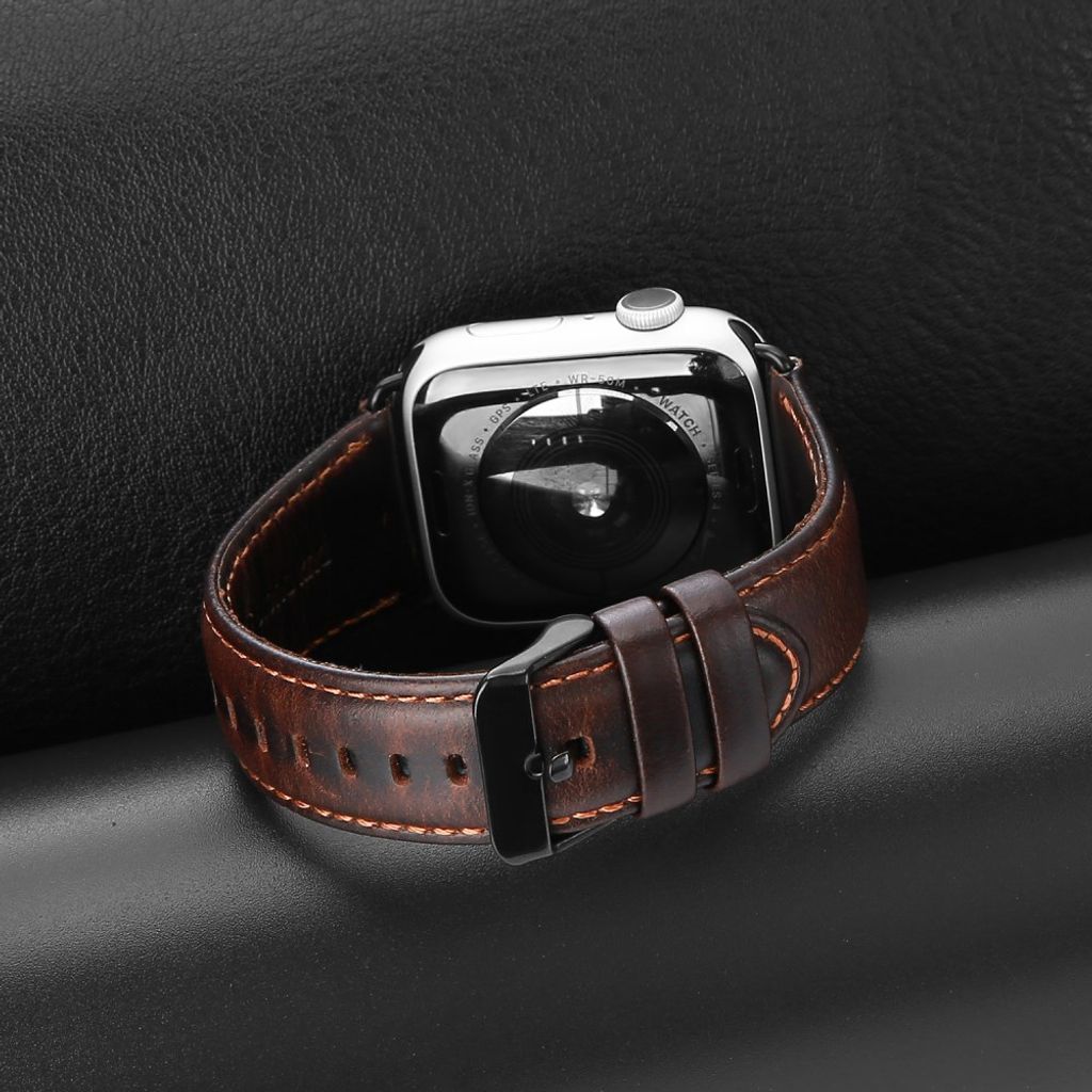 DUX DUCIS Apple Watch 42/44/46/49 mm skinnrem – mørkebrun