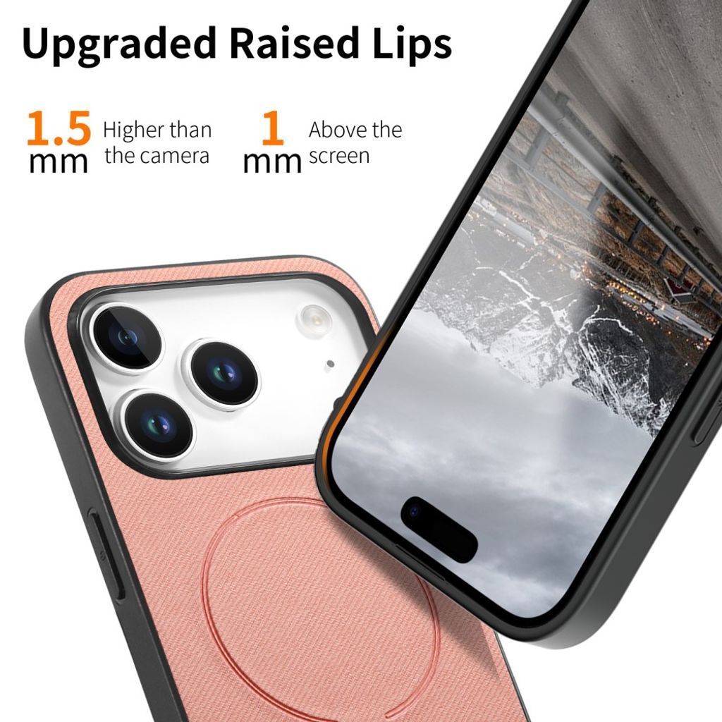 iPhone 17 Pro Max MagSafe-cover med tekstil-look - lyserød