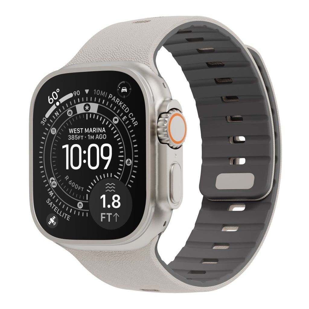 Apple Watch 49/46/44/42mm Klockarmband i texturerat silikon - Beige/Grå