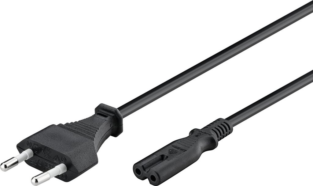 Goobay Strömkabel Europlug CEE 7/16 till 2-pin C7 – 5 m, svart