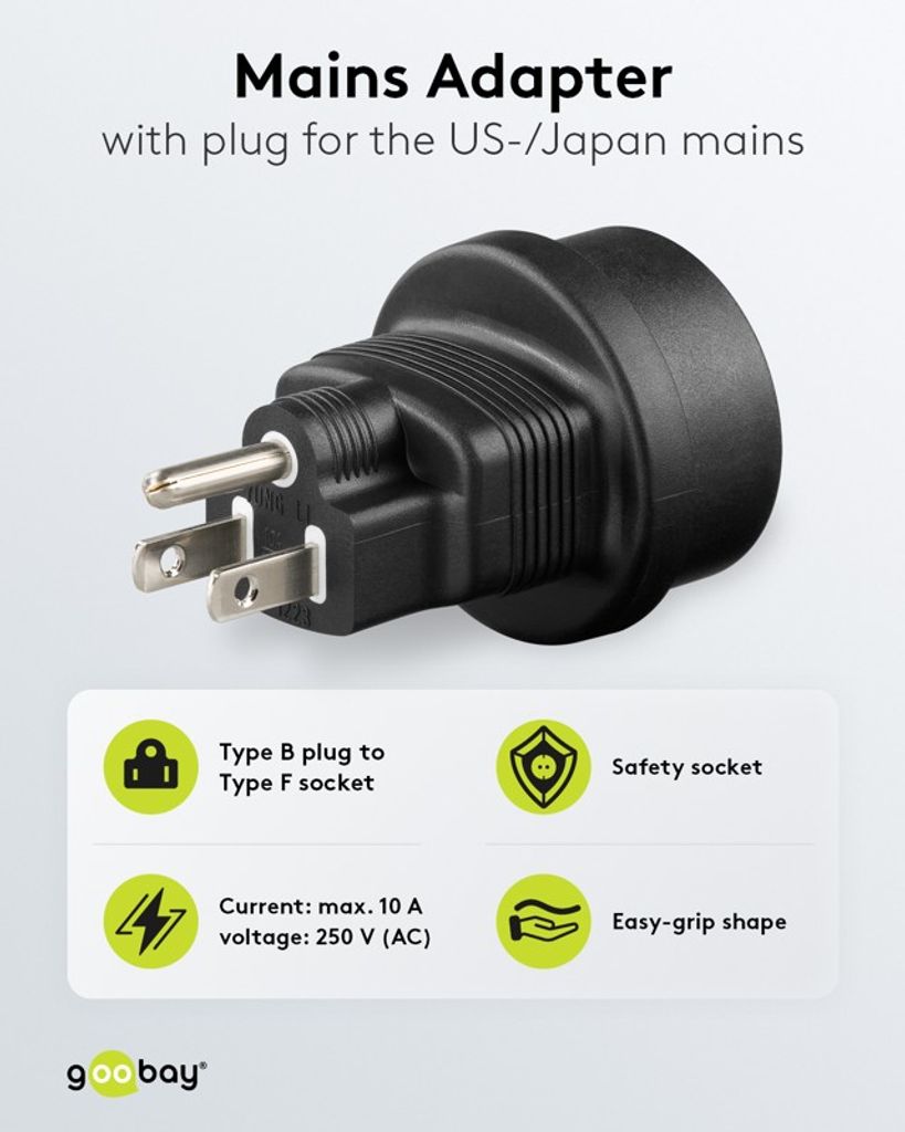 Goobay Reseadapter Europa till USA/Japan – svart