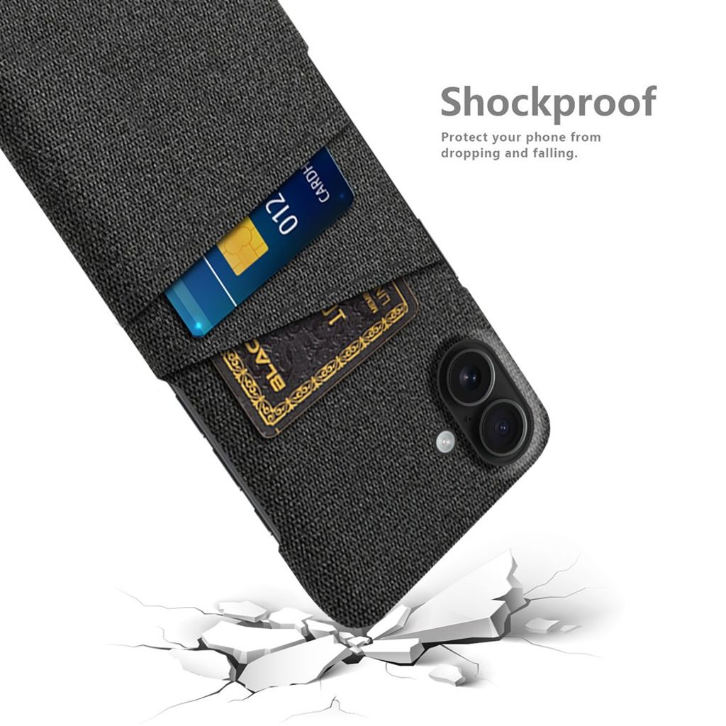iPhone 17 Skal i Textil med 2 Kortfack - Svart