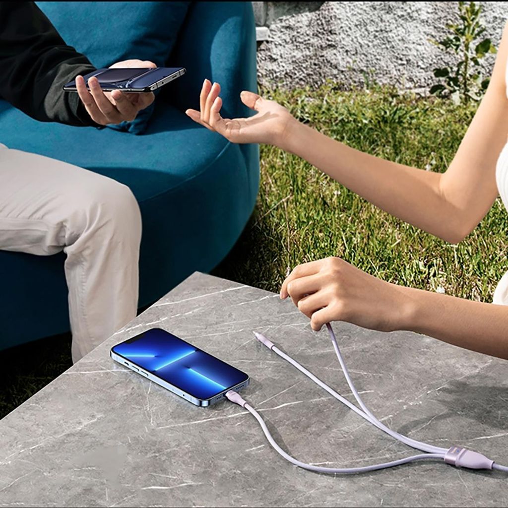 Baseus Flash Series II kabel 3-i-1 USB-C/Lightning/micro USB 100W 1,5 m sort