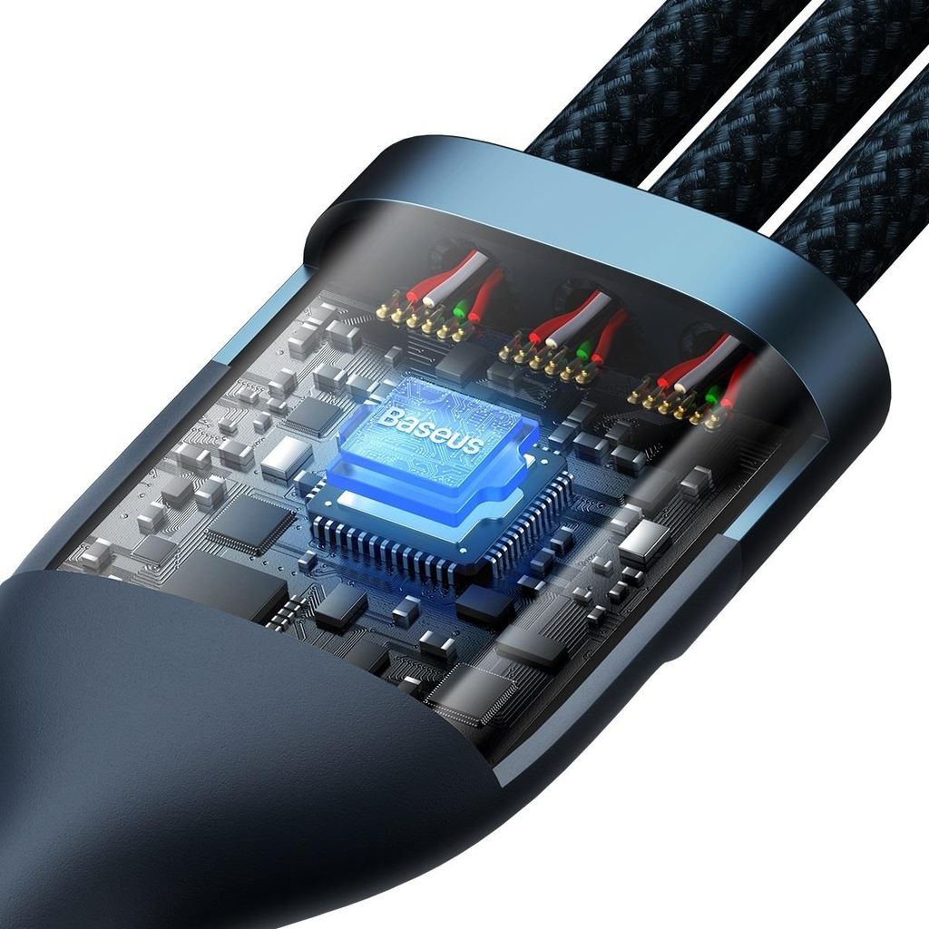 Baseus Flash Series II kabel 100W 1,5m blå – USB A/C til C/Lightning/micro USB