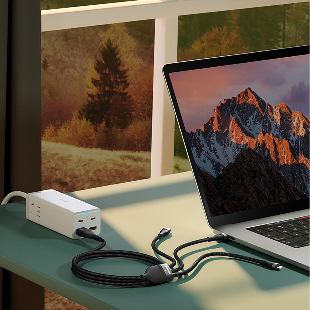 Baseus Flash Series II monikaapeli 100 W USB-A/USB-C - USB-C/Lightning/micro USB, 1,2 m, sininen