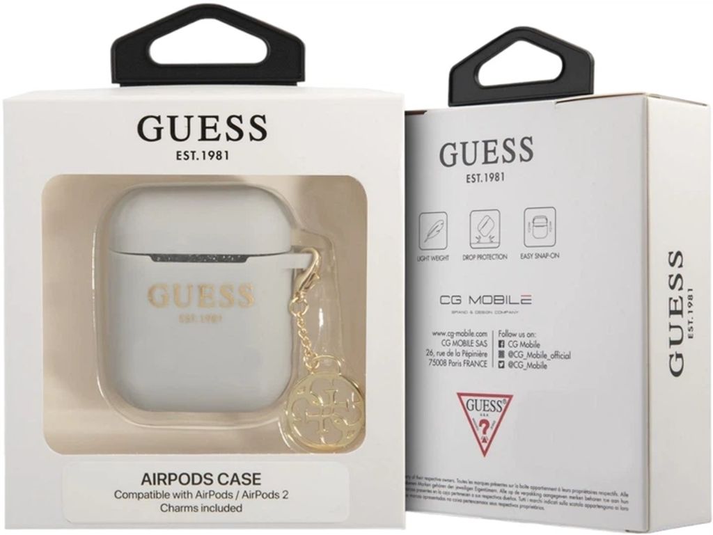 Guess Charm 4G Silikon Fodral till AirPods 1/2 - Grå