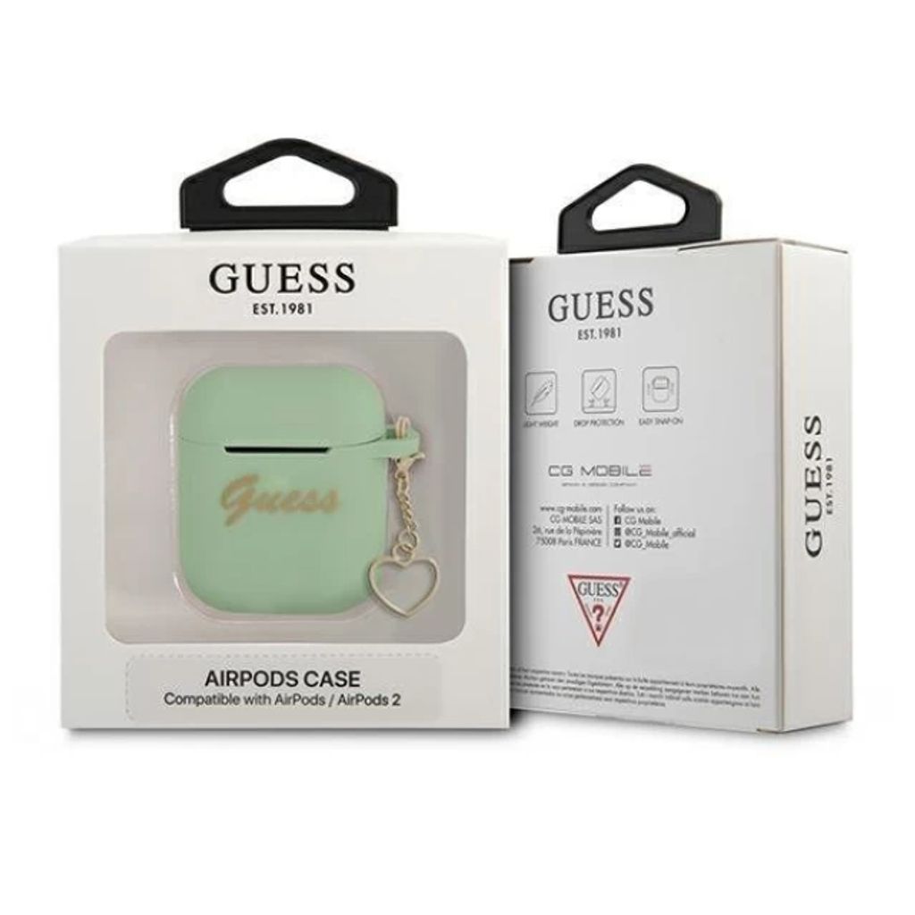 Guess Charm Heart Silikon Fodral till AirPods 1/2 - Grön