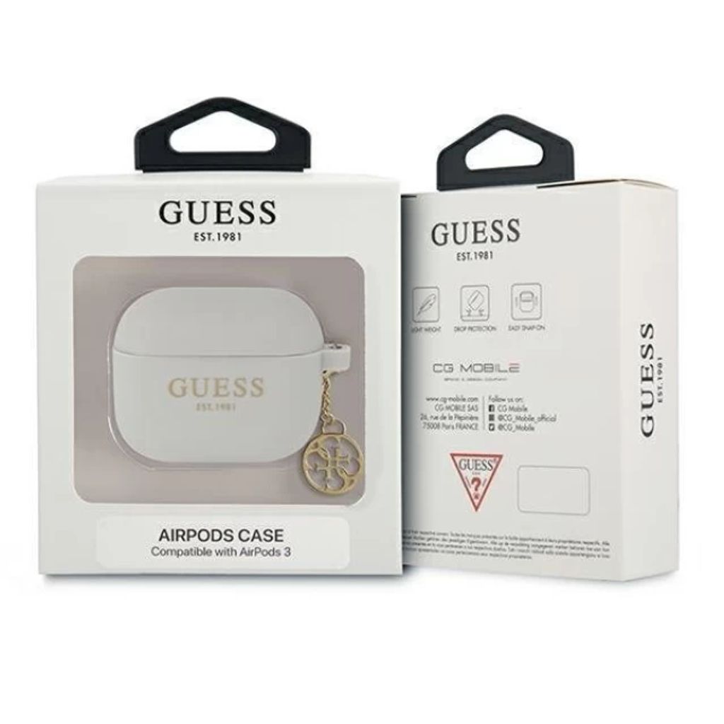 Guess Charm 4G Silikon Fodral till Airpods 3 - Grå
