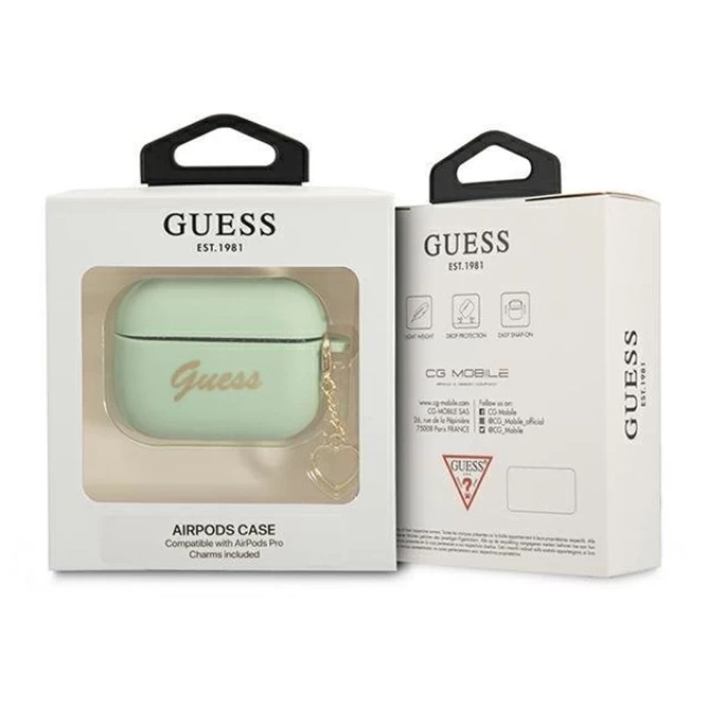 Guess Charm Heart Silikon Fodral till AirPods Pro - Grön
