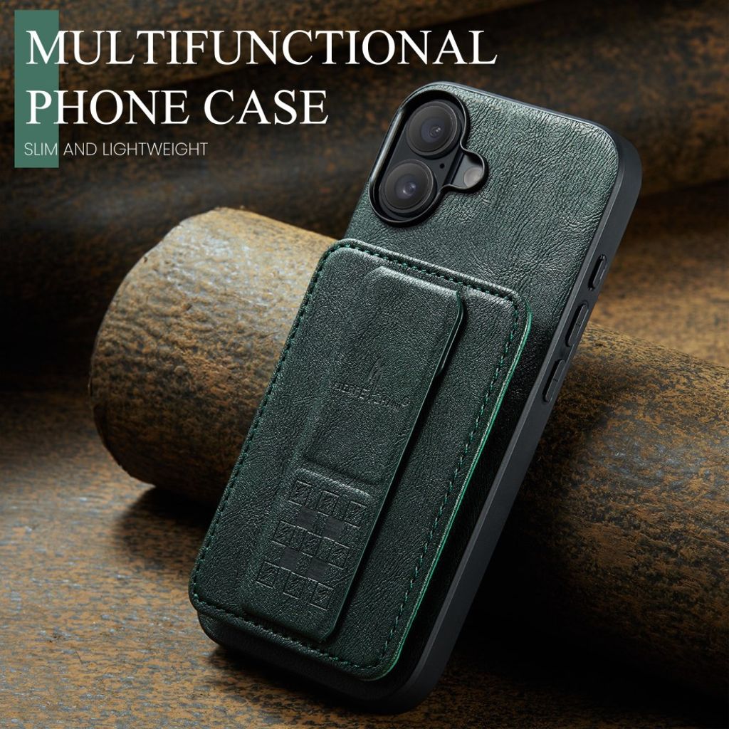 FIERRE SHANN iPhone 16 Case with Card slots - Green