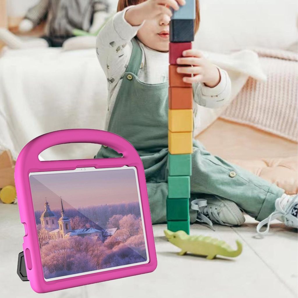 iPad A16 11" 2025/10.9" 2024 EVA-cover med standfunktion og bærehåndtag - Lyserød