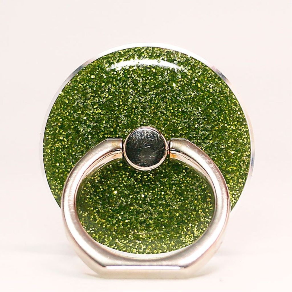 Glitter phone ring holder with kickstand – green