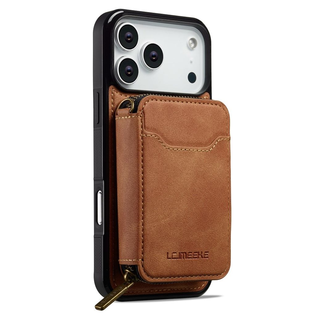 LC.IMEEKE iPhone 18 Pro Max/17 Pro Max MagSafe-kuori lompakolla - Ruskea
