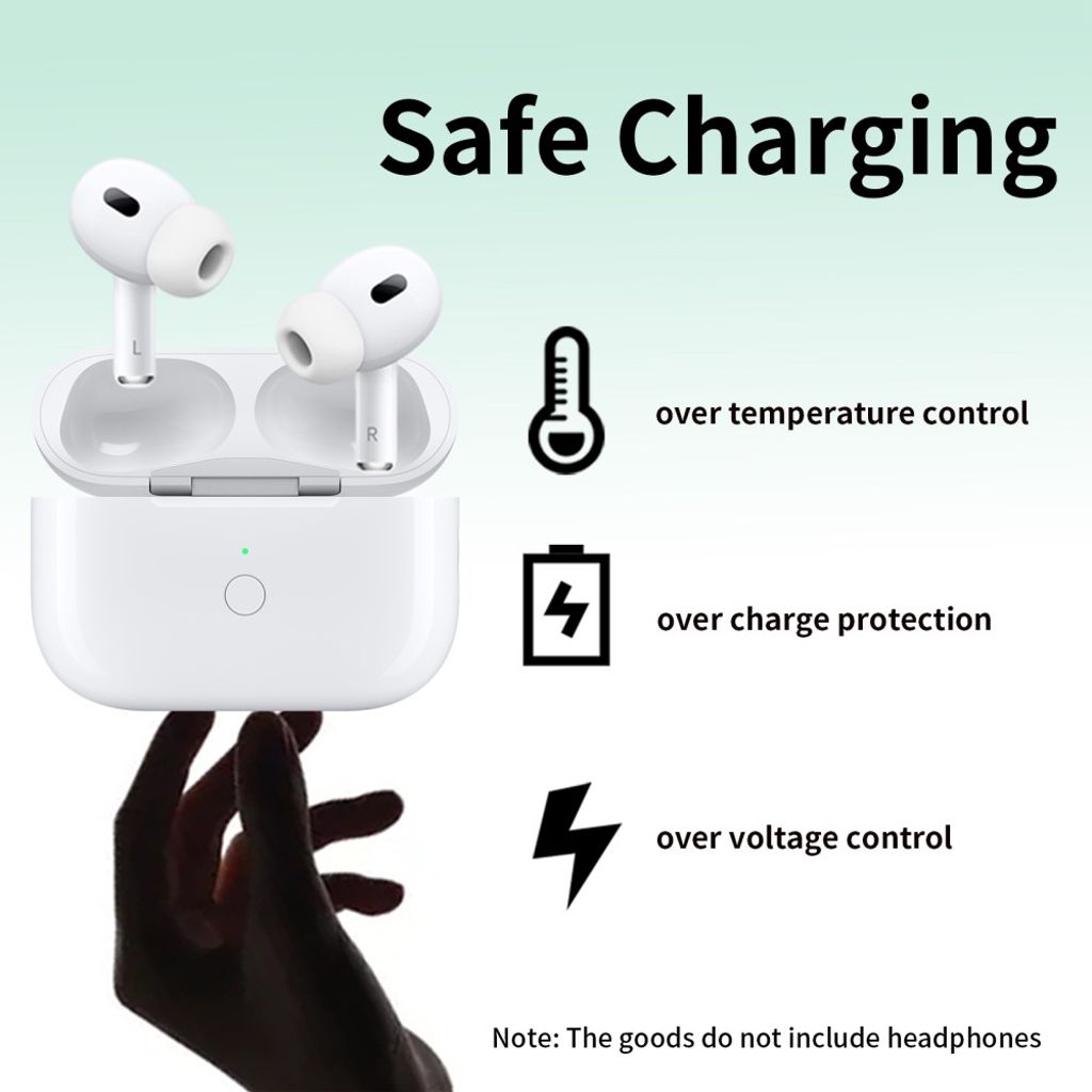 AirPods Pro/Pro 2 ladeetui med USB-C-port 680 mAh trådløs lading – hvit