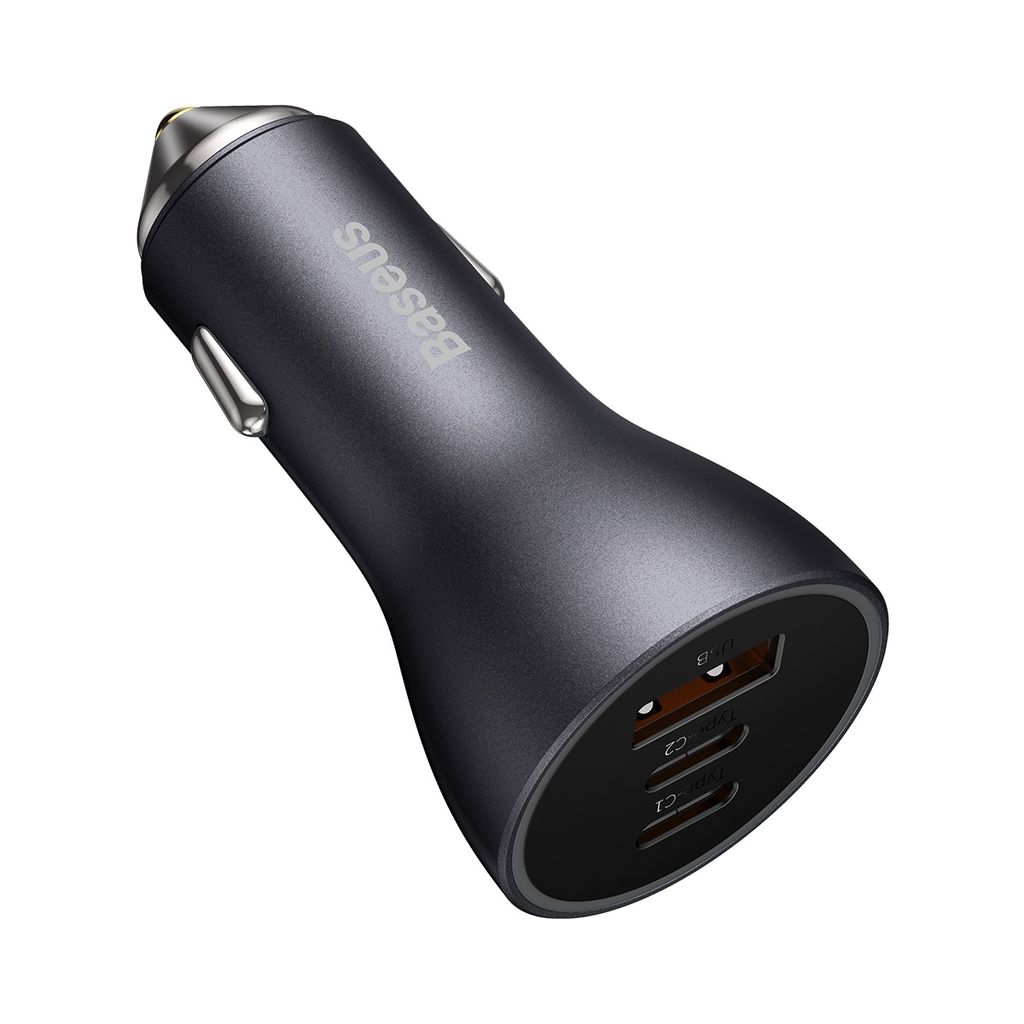 Baseus Golden Contactor Pro billaddare USB-A + 2x USB-C 65W mörkgrå