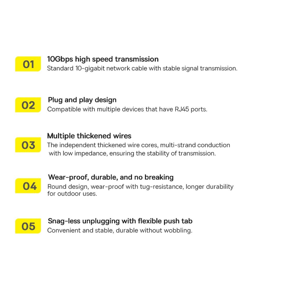 Baseus Speed Seven High Speed RJ45 nettverkskabel 10Gbps 1m svart