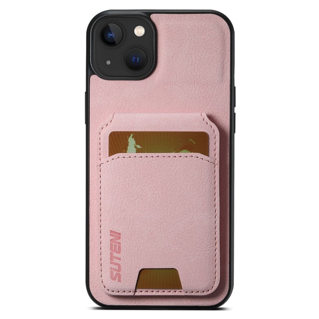 SUTENI iPhone 14 Pungcover med Kortholder/Stativ – Lyserød