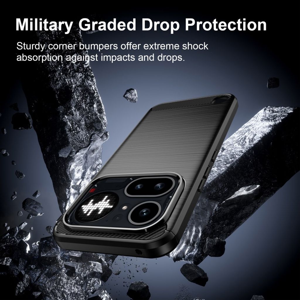 Nothing Phone (4a) Pro Deksel Karbonfibertekstur Børstet - Svart