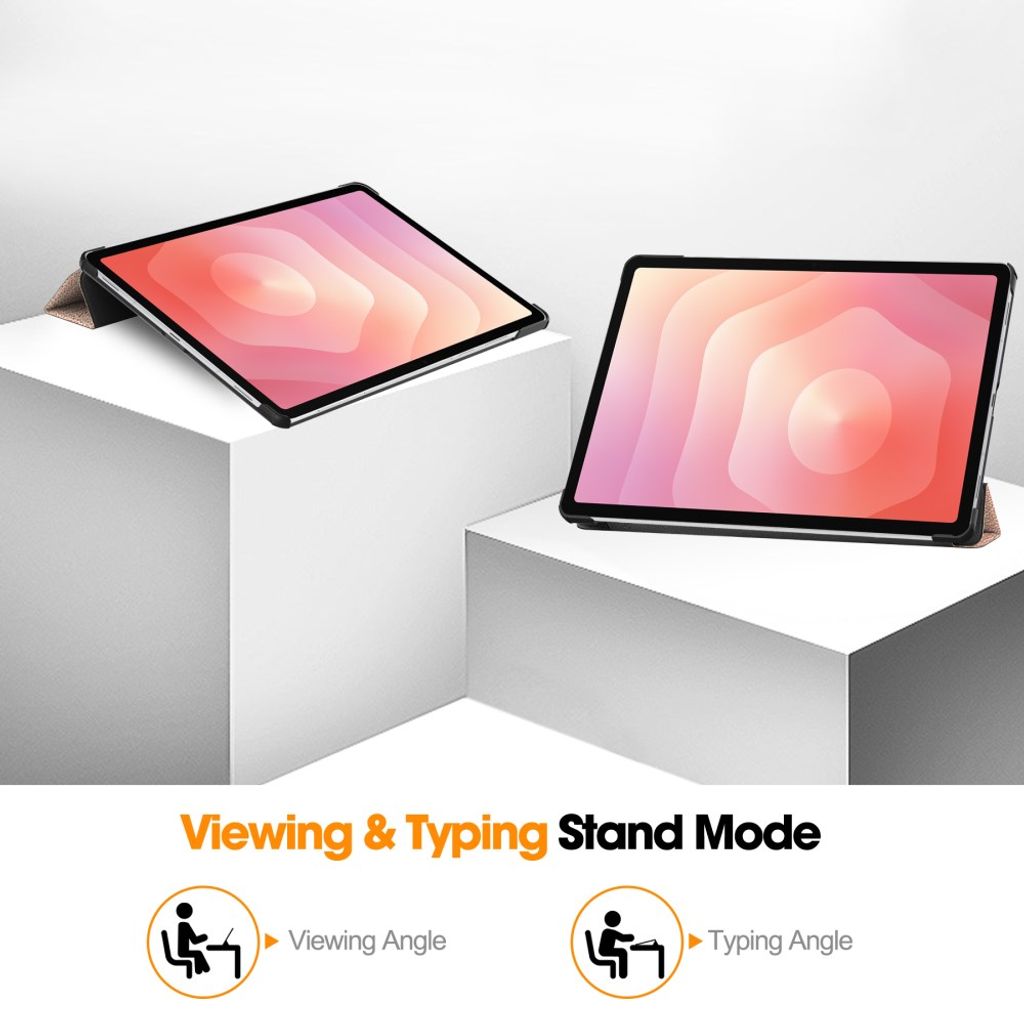 Samsung Galaxy Tab S12 Plus Slimmat Tri-fold stativfodral - Roséguld