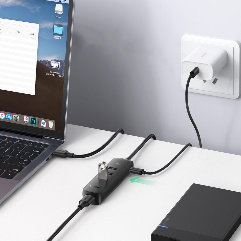 Ugreen HUB USB Type A splitter - 4x USB 3.2 Gen 1 svart (CM416 80657)