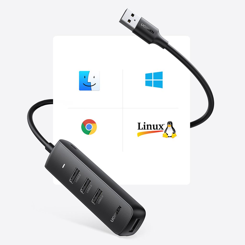 Ugreen HUB USB Type A splitter - 4x USB 3.2 Gen 1 svart (CM416 80657)
