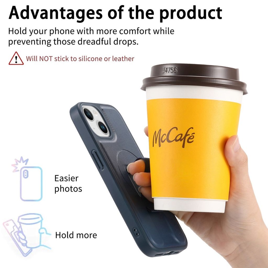 CASENEO iPhone 15 Plus/14 Plus MagSafe-deksel med håndgrep - Blå